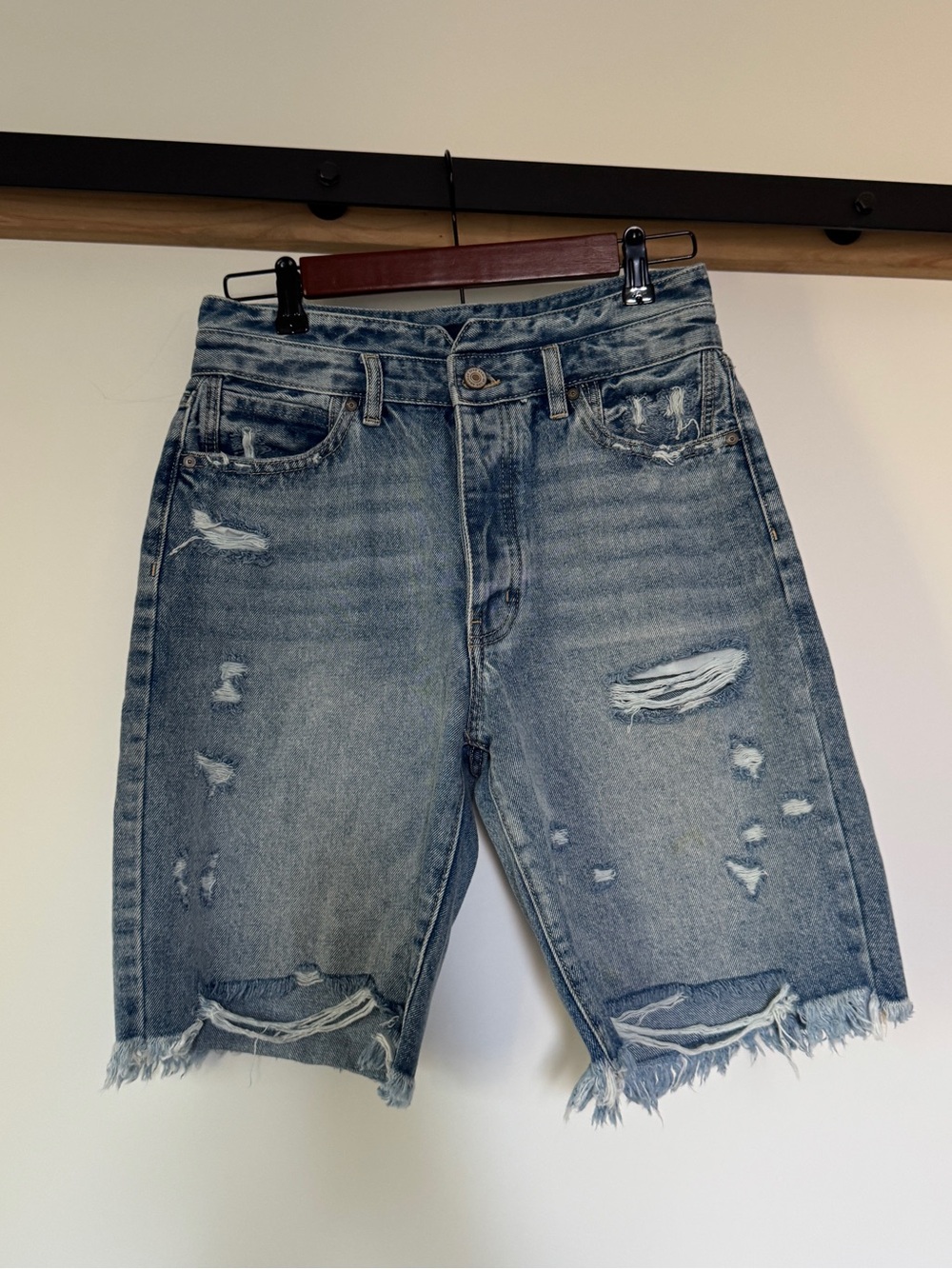 KanCan Light Blue Distressed Denim Shorts